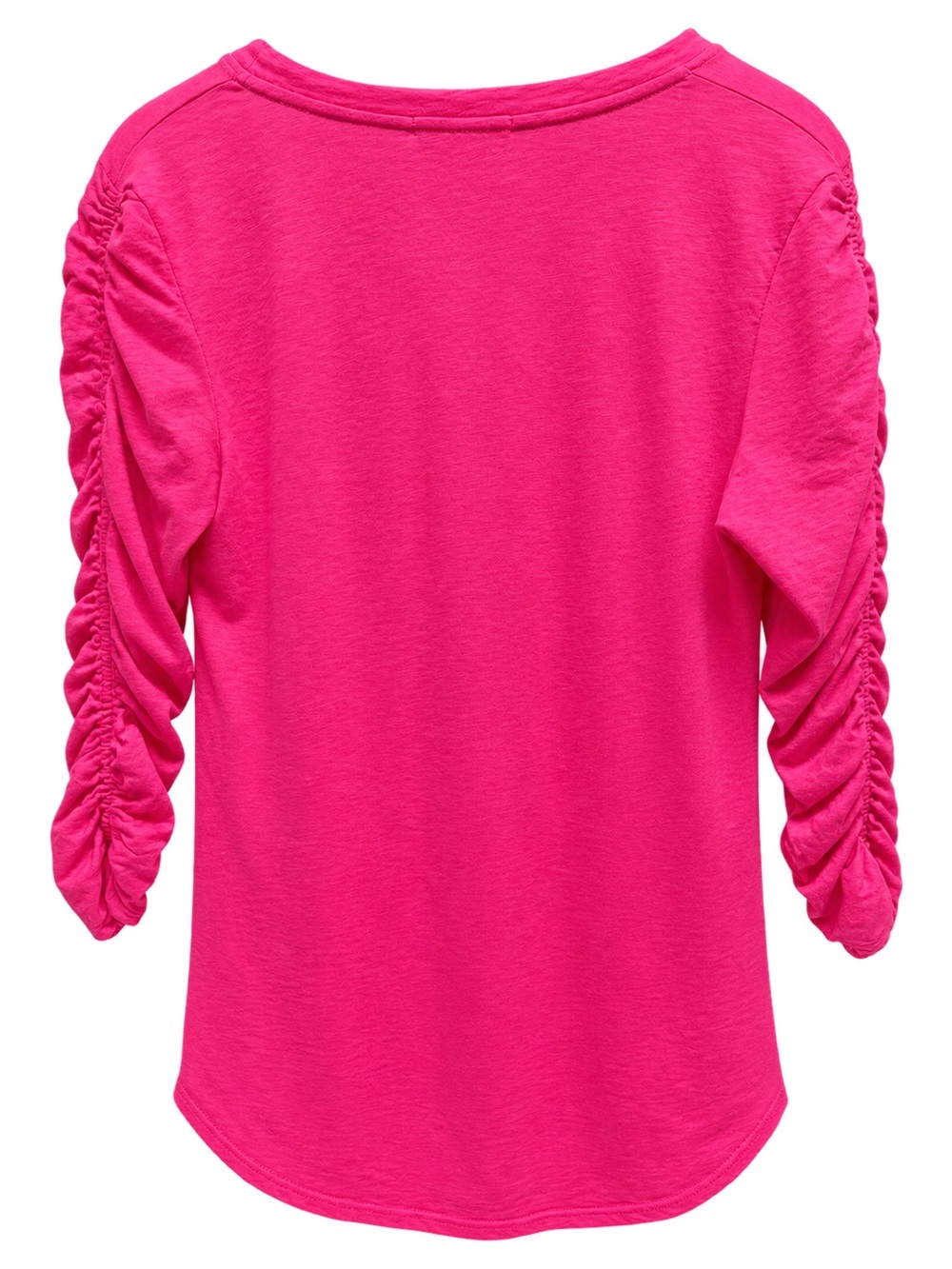 Sundry Women's Hot Pink Ruched 3/4 Sleeve Scoop Neck Tee